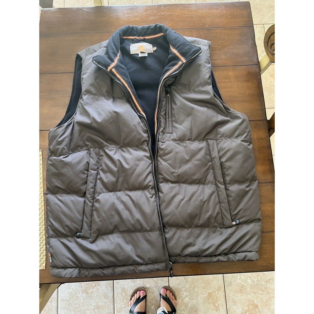 GH Bass Mens Fleece Lined Puffer Vest Dark Gray Charcoal Full Zip Outdoor LG